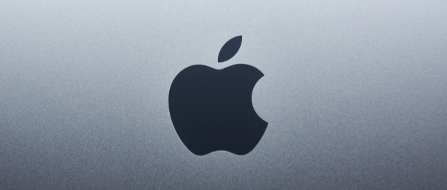 apple logo on blue surface