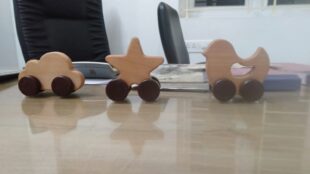 Jouets en bois à roulettes aux couleurs vives